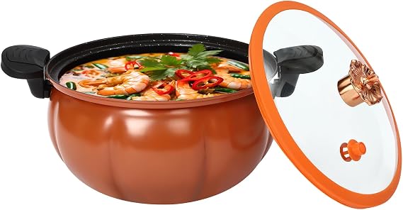 Micro Pressure Cooker, 8L Pumpkin Shaped Pressure Cooking Pot, Maifan Stone Non-stick Coating, Multi-Function Micro Cooking Pot for Home Kitchens, Dormitories, Flats