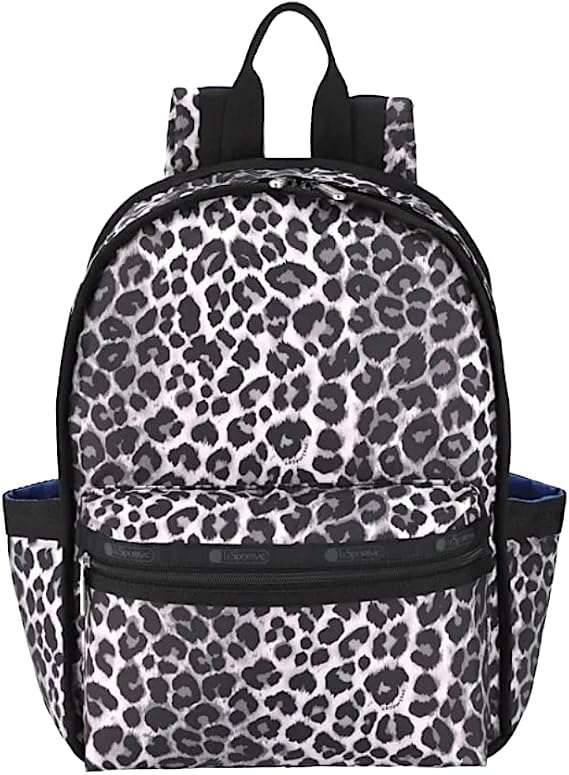 LeSportsac White Leopard Route Small Backpack, Black, Slate Grey & Light Grey