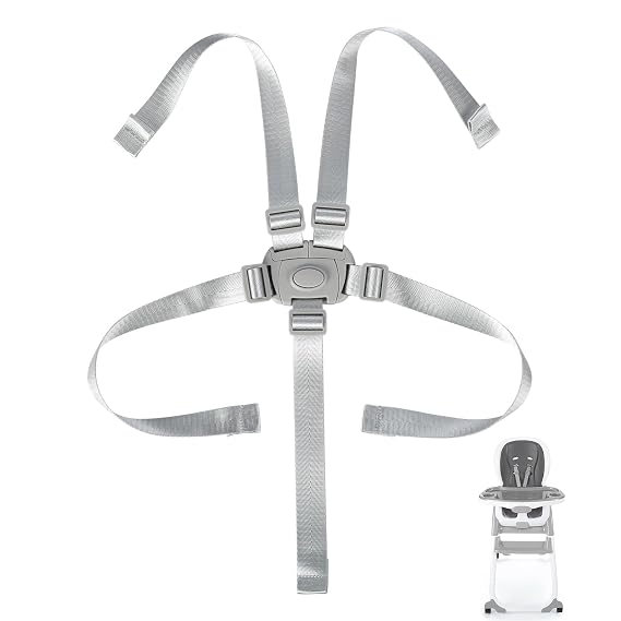 High Chair Straps Replacement Compatible with Ingenuity Graco High Chair, 5 Point Harness HighChair Straps Fit for Ingenuity, Adjustable Safety Belt High Chair Accessories for Most High Chairs