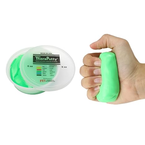 CanDo Theraputty Plus Hand Exercise Putty for Rehabilitation, Exercises, Hand Therapy, Hand Strengthening, Stress Relief - Green 6 oz Medium