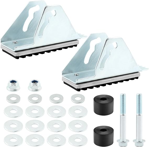 Anti-Skid Shoe Kit for Extension Ladders, 2 Pack Ladders Feet Replacement Parts Rubber Padded Feet Ladder Feet Accessories Parts(Silver,Adjustable)