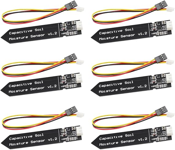 6PCS Capacitive Analog Soil Moisture Sensor 3.3-5.5V Corrosion Resistant Humidity Detection Sensors Garden Watering DIY for Arduino for Raspberry Pi