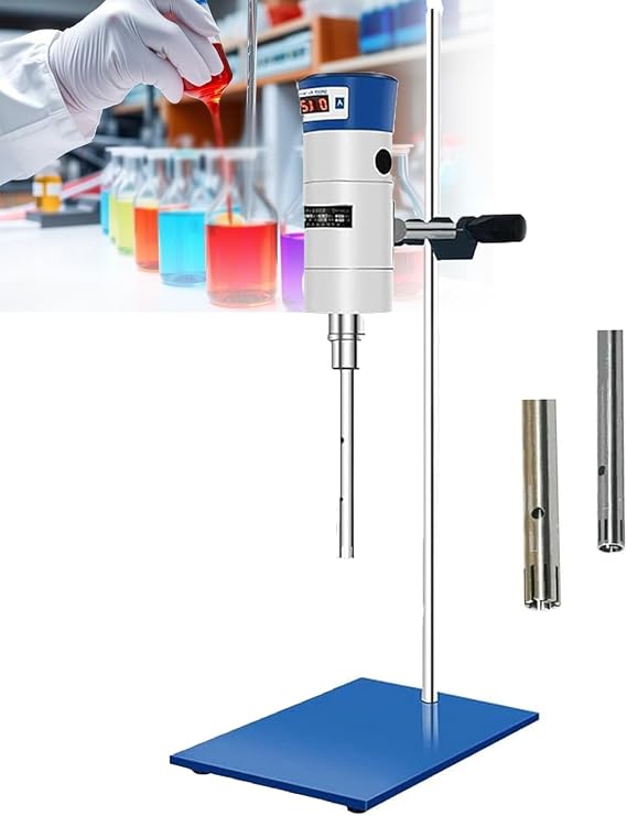 High Speed Homogenizer for Lab Disperser Emulsifier, Liquid Sonicator Processor Mixer with Bracket, 300~18000rpm Speed Adjustable Laboratory, for Cosmetic Mixing