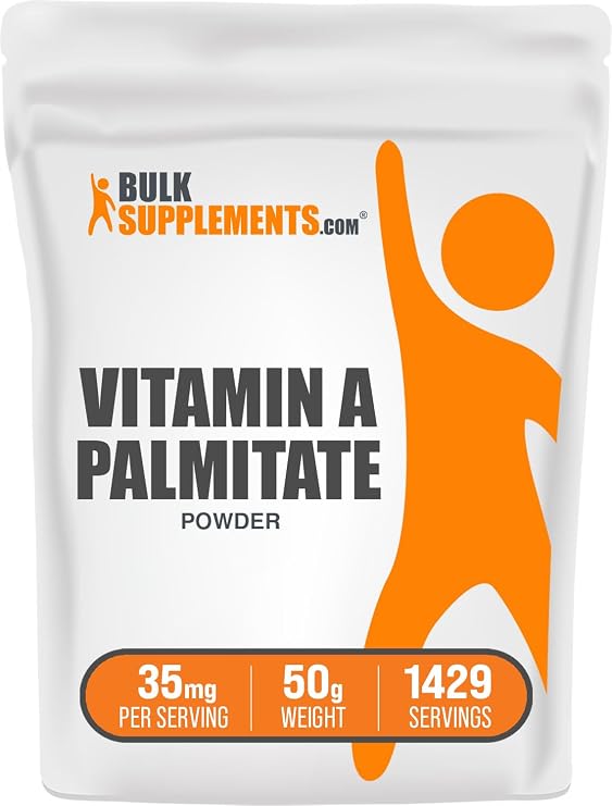 Vitamin A Palmitate Powder - as Retinol Palmitate, Vitamin A Supplement for Immune & Eye Support - Gluten Free, 35mg per Serving, 50g (1.8 oz) (Pack of 1)