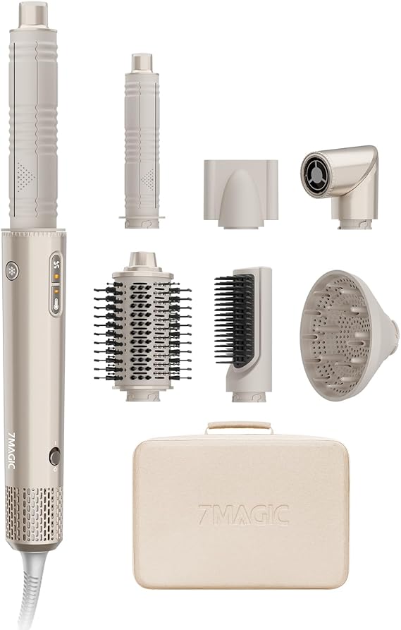 7MAGIC 7-in-1 Air Multi-Styler & Hair Dryer Brush with Auto-Wrap Curlers