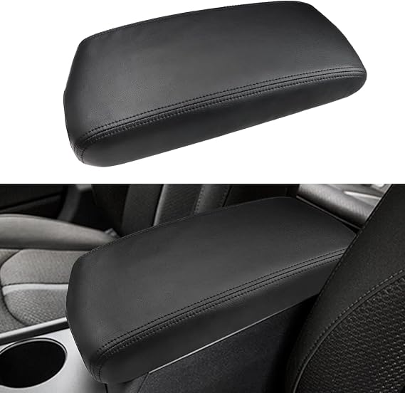 INTGET Car Center Console Armrest Cover for Kia Optima Accessories 2016 2017 2018 2019 2020 Leather Middle Console Arm Rest Box Lid Seat Cover Protector Cushion Saver (Black Stitches)