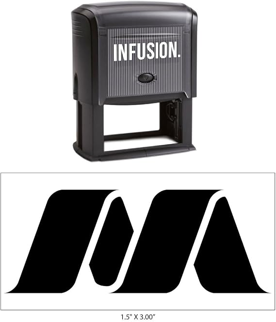 Infusion 1.5" X 3" Custom, Large, Rectangular Self-Inking Logo Stamp, Black
