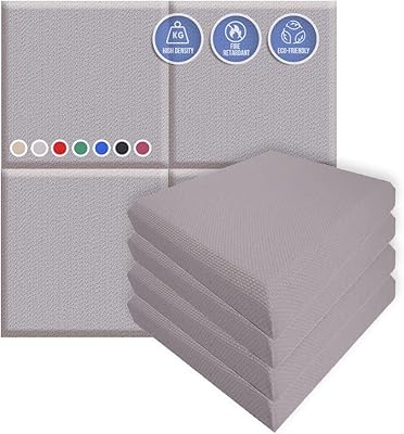 Arrowzoom 4 High Absorbing Fabric Wrapped Acoustic Panels PRO Soundproofing Wallpaper Insulation Board Padding Noise Deflector for Home Office Studio Drywall 23.6x23.6in Gray 1205