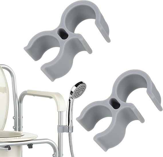 2 PCS Shower Head Holder for Shower Chair, Bath Seat Shower Bracket Attachment Tube Clamp Bracket for Inside Shower Bath Chair Tub Transfer Bench Shower Aids Accessories for Elderly Disabled Users