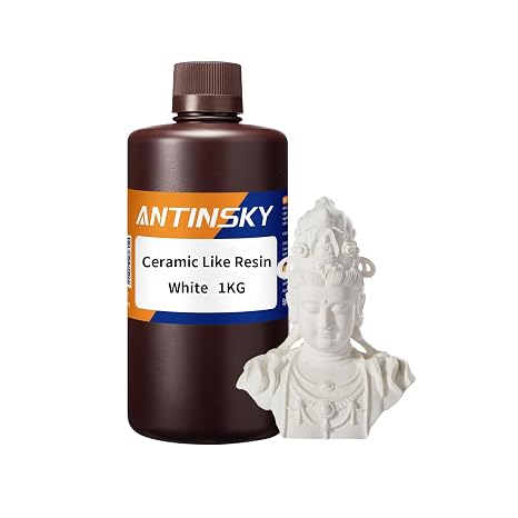 Antinsky Ceramic Like Resin for DLP LCD 3D Printer Resin UV-Curing 405nm 290C Heat Resistance High Activity High Precision Low Shrinkage White 1kg