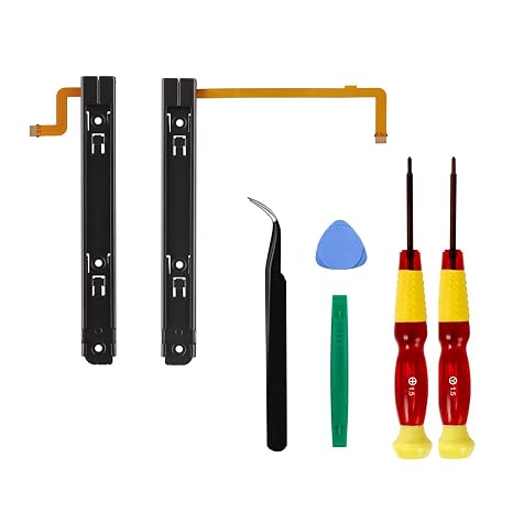 Replacement Right and Left Slide Rail for Nintendo NS Switch OLED Console | Flex Cable Fix Part with Repair Tools Accessories