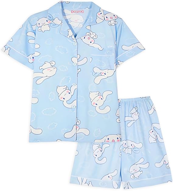 TradWloth Cute Women's Pajama Sets, Cartoon Print Sleepwear Short Sleeve Shirt and Casual Short - 2 Piece