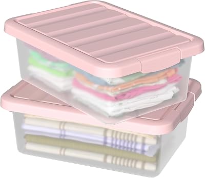 14 Quart Latching Storage Bin with Lid, Plastic Clear Storage Box, 2 Pack