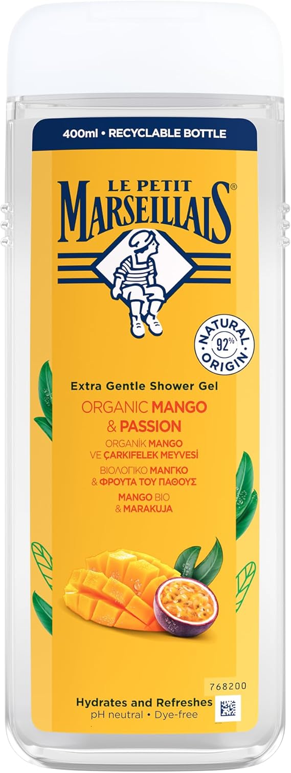 LE PETIT MARSEILLAIS, Lpm Organik Mango Ve Çarkıfelek Meyvesi 400ml Duş Jeli, Beyaz Ve Sarı