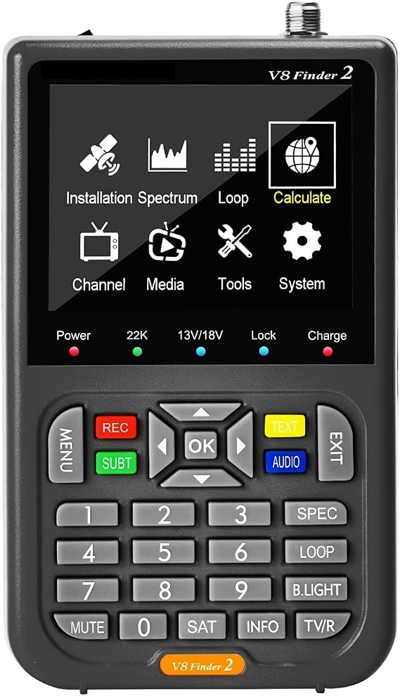 Digital Satellite Meter Finder V8 Finder 2 Digital Satellite Finder DVB-S2X 1080P HD Receiver TV Signal Receiver Sat Decoder + Bag HD LCD Screen Sensitivity Size : V8 FINDER 2