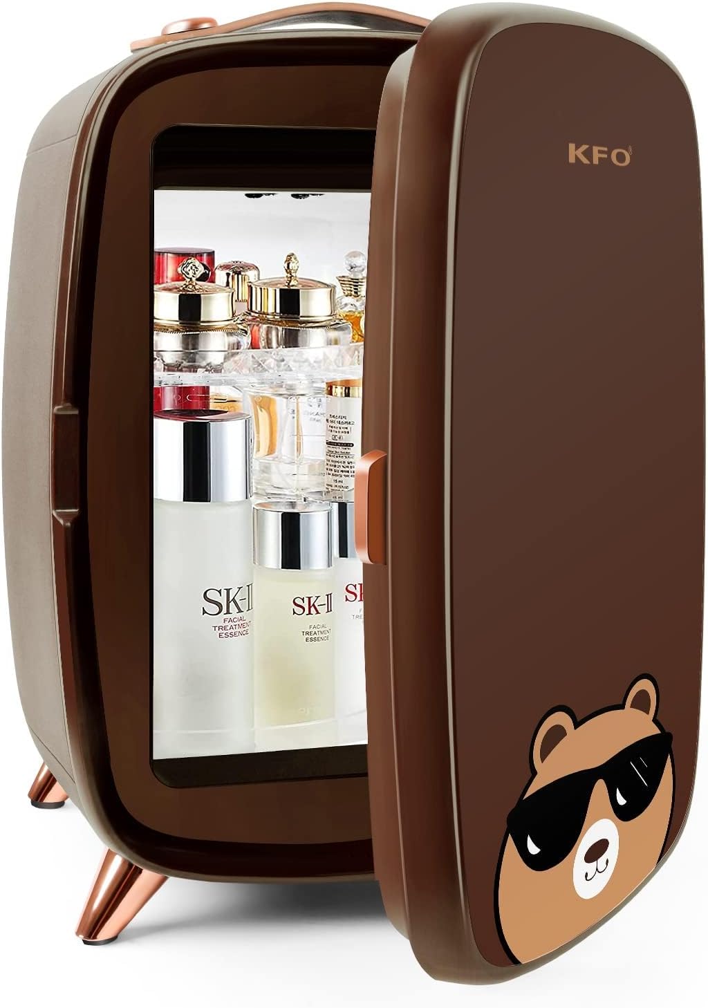 KFO Portable Mirrored Beauty Fridge With LED Lighting,6 Liter Portable Mini Fridge for Makeup, 4 Liter6 Can 3 LED Mirror Light Mode,for Makeup Storage, Chill Cosmetics & Face Masks