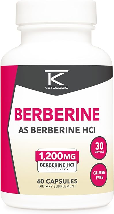 Ketologic Berberine HCl (1,200mg) 60 Capsules - Gluten-Free, 30 Servings