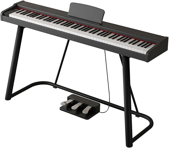 88 Key Weighted Action Digital Piano Grade Hammer Action Keyboard For Beginners And Professional With Stand, Triple Pedal, Carrying Bag And Music Sheet(Black)