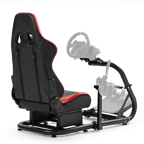Dardoo Racing Simulator Cockpit with Seat Adjustable Frame and Seat Fit for Logitech G27 G920, for Thrustmaster T300RS, for Fanatec, Pedals & Gear Shifter are Not Included.