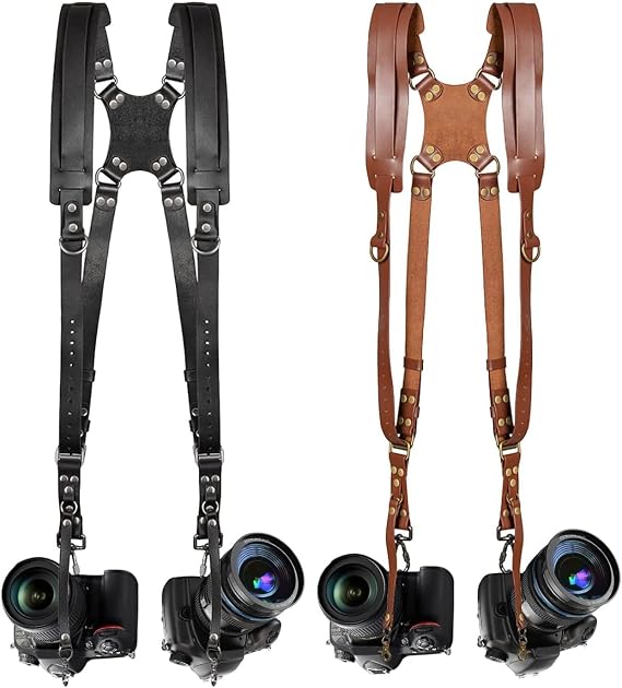 Jumyee Double Camera Harness Brown & Black 2P