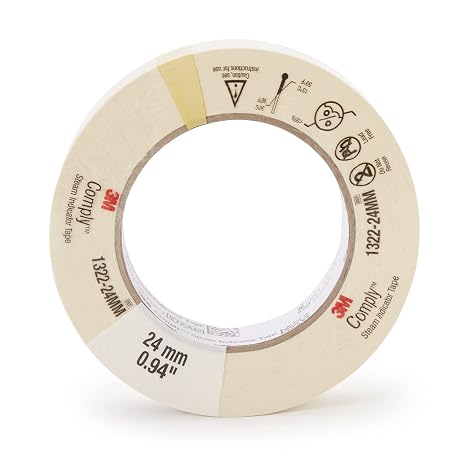 3M Health Care 1322-24MM Comply Steam Indicator Tape, Lead Free, 60 yd. L x 0.94" W (Pack of 20)
