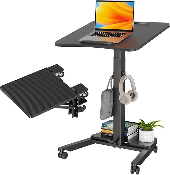 BONTEC Rolling Standing Desk and Extender Tray