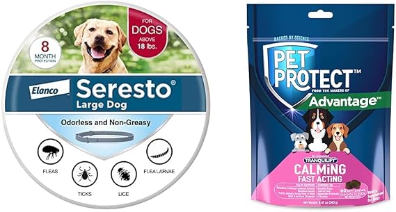 Bundle of Seresto Large Dog Over 18 lbs. + Pet Protect Calming Fast-Acting Soft Chews for Dogs 60 Count