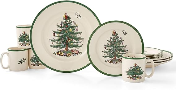 Spode Christmas Tree Dinnerware Set 9 Oz, Set of 12