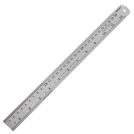 Stainless Steel 12 Inch Ruler Kit with Conversion Table and Metric Straight Edge