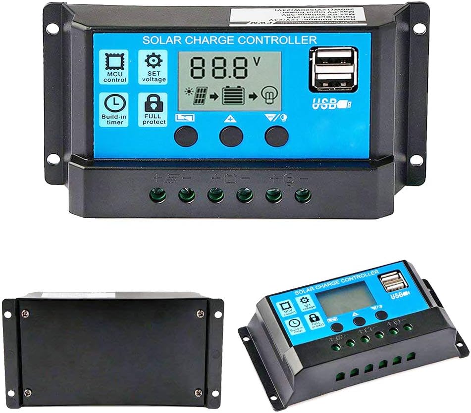 Y&H 10 A solar charge controller, 12V24V solar charge controller, solar panel, battery, smart regulator, 5V dual USB ports, LCD display