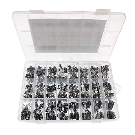500Pcs 24 Values Electrolytic Capacitor Assortment Kit 0.1uF to 1000uF 10V 16V 25V 50V Aluminum Capacitors Set