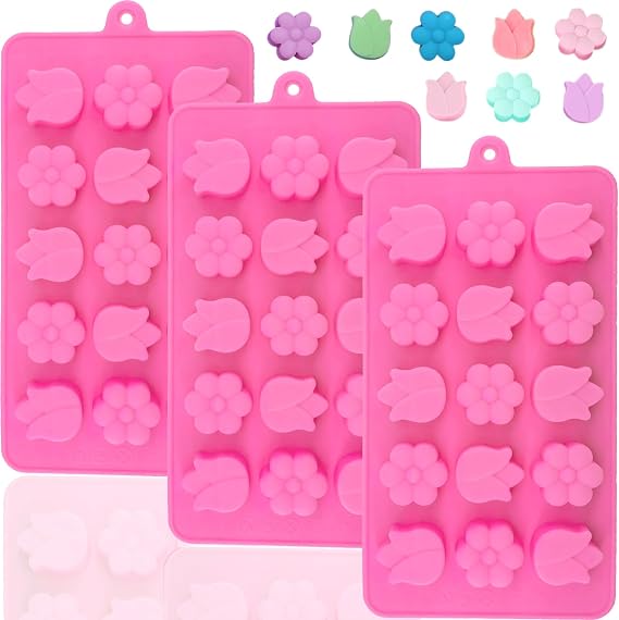 3Pcs Daisy Silicone Flower Molds - Chocolate, Candy & Jello Molds for Desserts