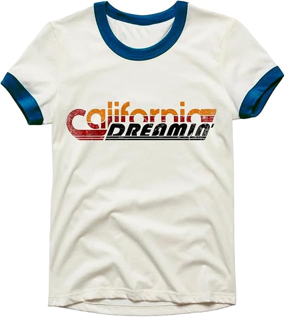 DesignTM Ringer Retro Vintage Look Cotton T Shirt for Men and Women - Unique Design Urban Streetwear Fashion Tee Unisex