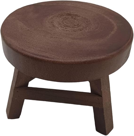 Wooden Plant Stool Riser Round Sturdy Modern Decorative Rustic Pot Holder Plant Stand for Home Outdoor Balcony Patio Bathroom