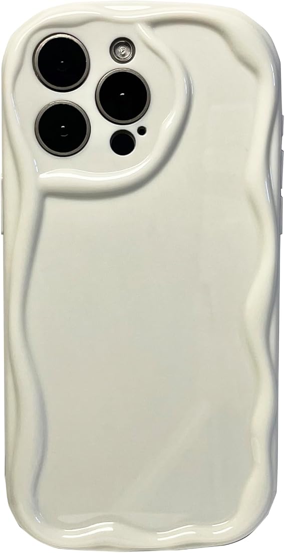 Case for iPhone 15 Case - Soft TPU - Artistic Wave Lines - White - Shockproof phone case for Women Girls Man
