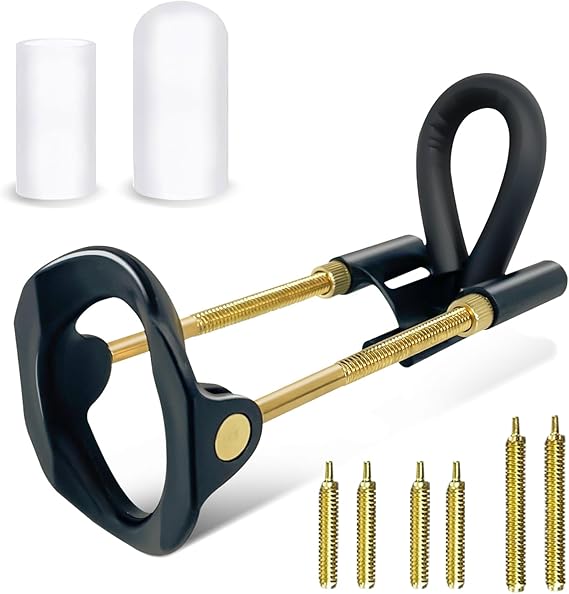 Male Extender Stretchcher Kit, Wearable Adjustable Traction Training Device Set, Male Extension Training Device, 3-Section Metal Extension Pole with 2psc Silicone Sleeves(Desert Gold)