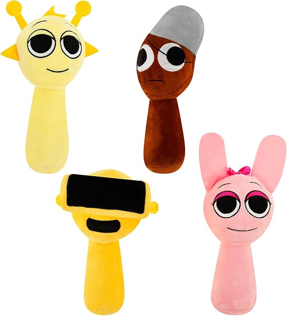 Plush Toys, 4Pcs 9.45'' Funny Plushies for Games Fans, Soft Collectible Stuffed Toy Set Colorful Interesting Games Figures Toys for Girls and Boys(set B)