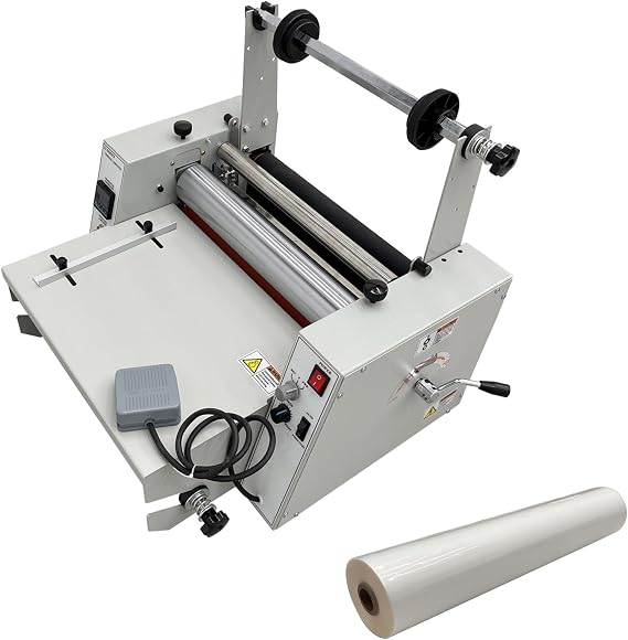 TECHTONGDA Thermal Roll Laminator Machine 14in Hot Cold Lamination Machine, Single Double-Sided Thermal Laminating Machine with One Roll Laminating Film, 110V