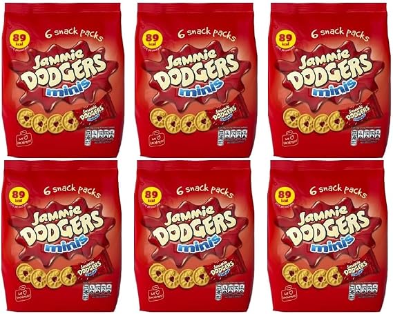 Jammie Dodgers Mini Multipack Raspberry Flavour, Christmas Snack Treat By Snackify | School Lunch box | Perfect Snack's for kids | Brithday gifts for kids 3-13 Years Boys & Girls ((20g x 36 bags))