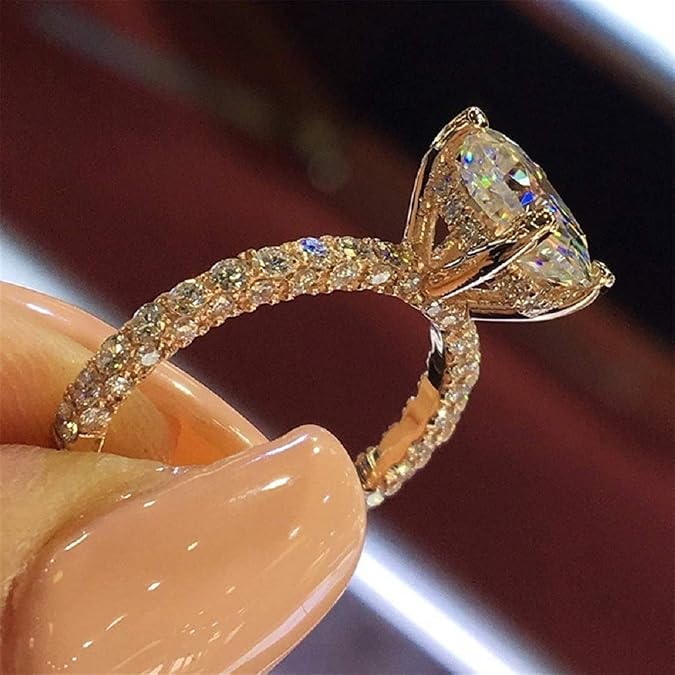 ChenFeng Rose gold ring Grown Halo Engagement Ring For Women Ideal Engagement Ring (8)