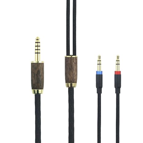 NewFantasia 3m/10ft 4.4mm Balanced Cable 6N OCC Copper Silver Plated Cord Walnut Wood Shell Compatible with Hifiman Sundara, Ananda, Arya, HE400SE, HE4XX, HE-400i Headphone (2 x 3.5mm Version)