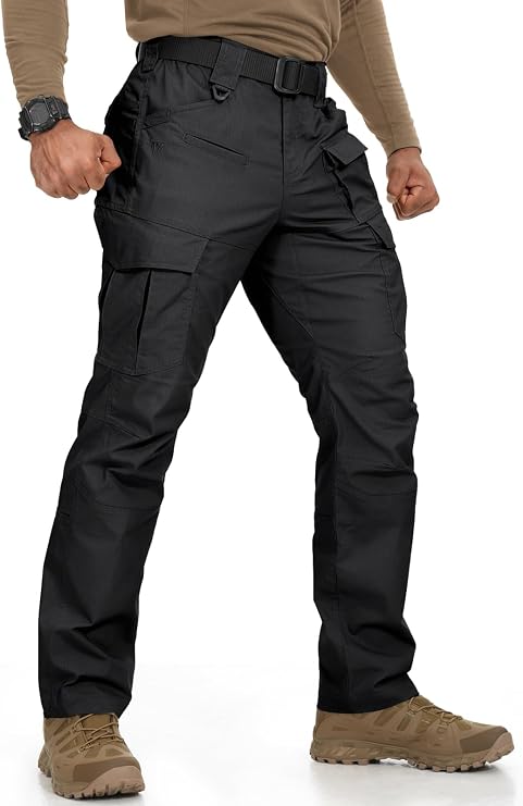 IDOGEAR Men's Flex Tactical Pants - Ripstop Water-Resistant Cargo Hiking with 8 Pockets & Stretch Fabric for Outdoor/Urban