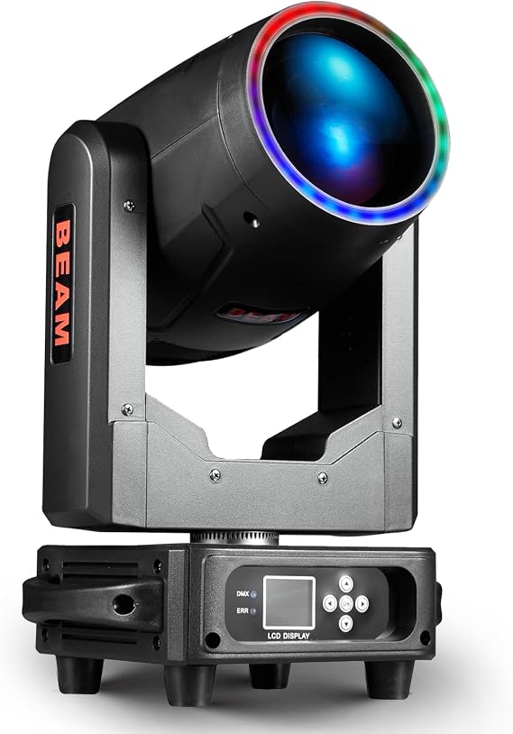 230W 7R Moving Head Light, Beam Halo Stage Lighting with Frost & Rainbow Effect, Professional DJ Lights 16 Gobos 19-Channel 48-Prism Rotating Sound Activated DMX512 for Wedding Event Party Club Disco