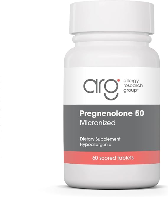 ARG Pregnenolone Micronized 50 mg Hormone Precursor, 60 Tablets