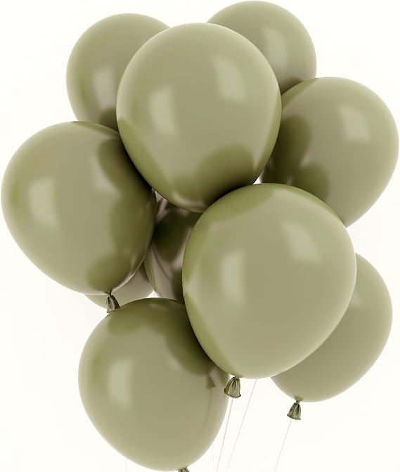 Sage Green Balloons 50pcs 12inch Birthday Wild One Jungle Party Decoration