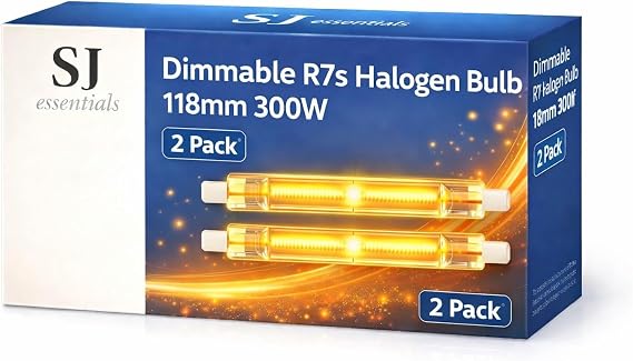 Dimmable R7s Halogen Bulb 118mm 300W – J-Type Linear Double Ended Light Bulb 230V 4480LM, Warm White 2800K, R7s 118mm Floodlight Replacement for Security, Work, Landscape Lighting (Pack of 2) [Energy Class A+++]