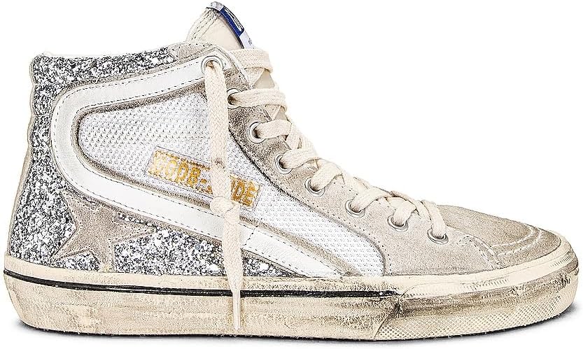 Golden Goose Women's Fashion Distressed Sneakers - Italian Leather Slide Net White