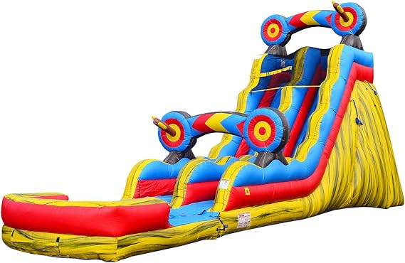 JumpOrange 19 Target Tall Water Slide with Detachable Deep Pool, Big Kids and Adults, Commercial Grade, Outdoor Backyard Water Park, Indoor Use, Summer Fun, Blow Up Inflatable (Blower Included)