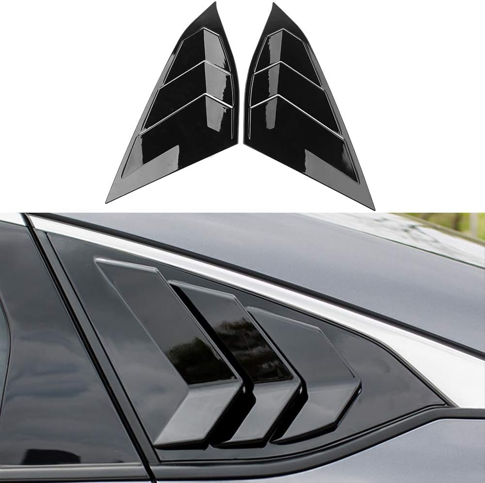 BOYUER Racing Style Rear Side Window Louvers, Sport Style Scoop Louvers Cover Blinds for Honda Accord 2022 2021 2020 2019 2018 Cool Exterior Decoration-Bright black
