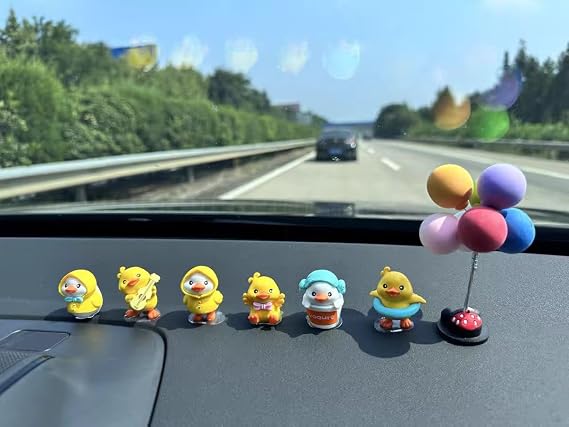 6 PCS Cute Mini Duck Balloon Car Accessories Interior Dashboard Decorations, Funny Duckling Home Party Decorations Fairy Garden Landscape Decor Desktop Mini Ornaments